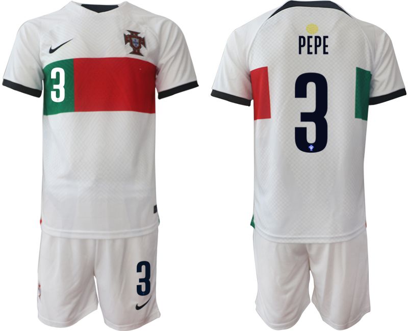 Men 2022 World Cup National Team Portugal away white #3 Soccer Jerseys